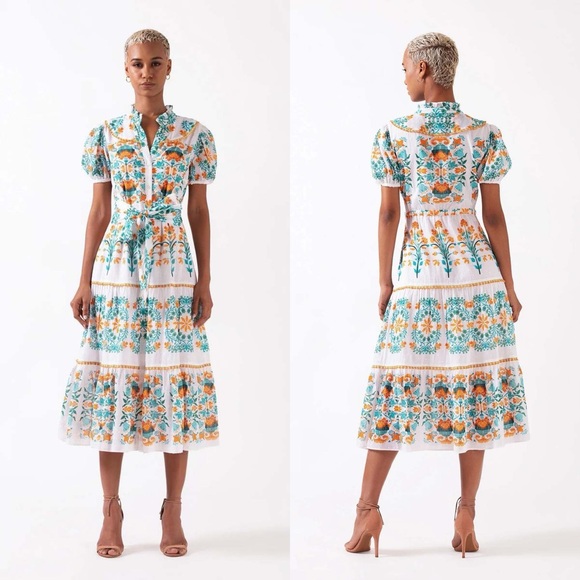 NWT CELINA MOON Be One Pippa midi sash short sleeve size M with pockets - Picture 1 of 11